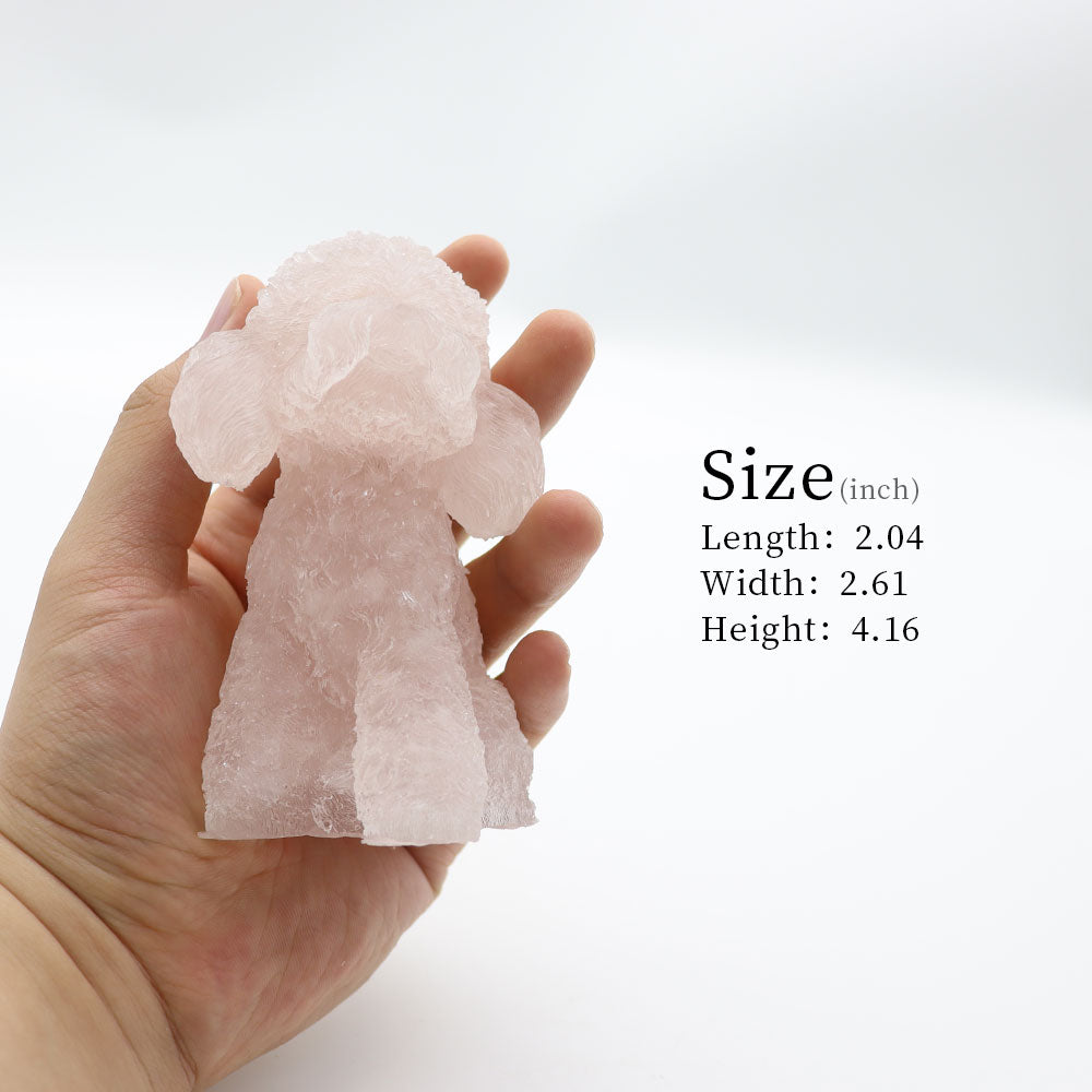 Rose Quartz Crystal Dog Figurine - Toy Poodle 2.04in