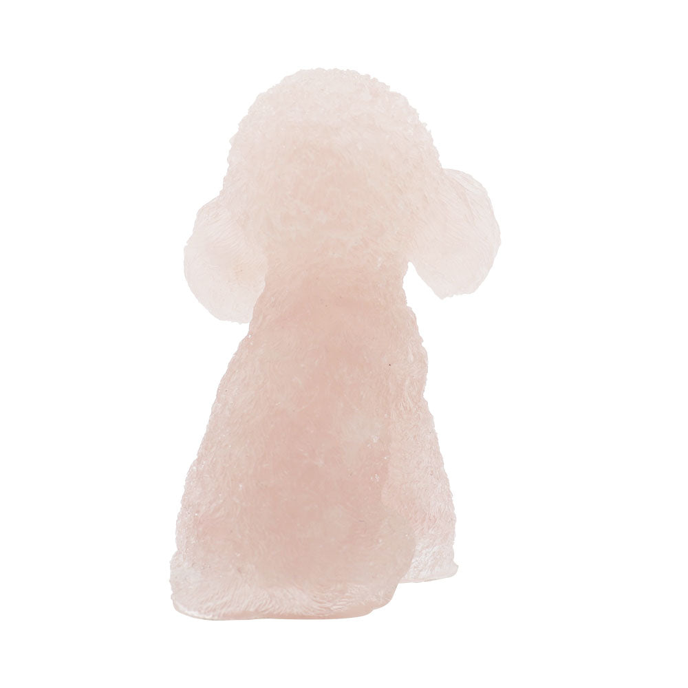 Rose Quartz Crystal Dog Figurine - Toy Poodle 2.04in