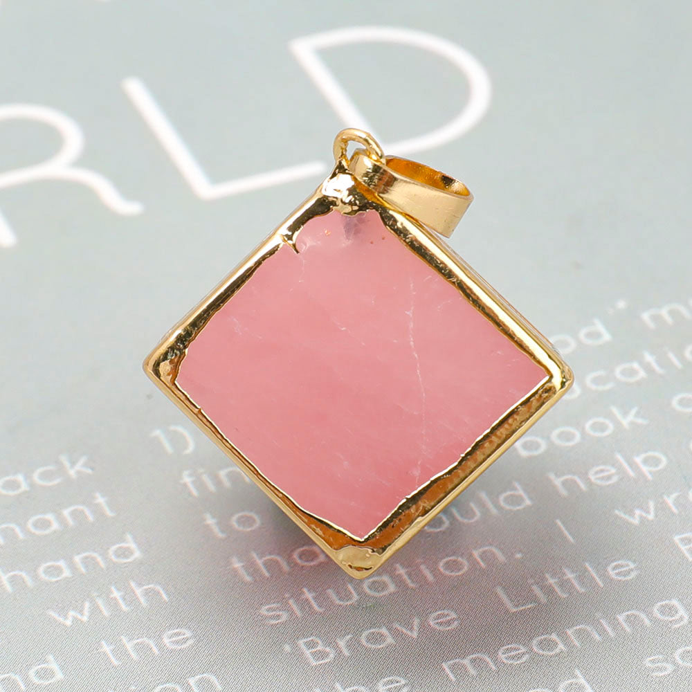 Rose Quartz Cube Pendant 1 Inch for Emotional Healing