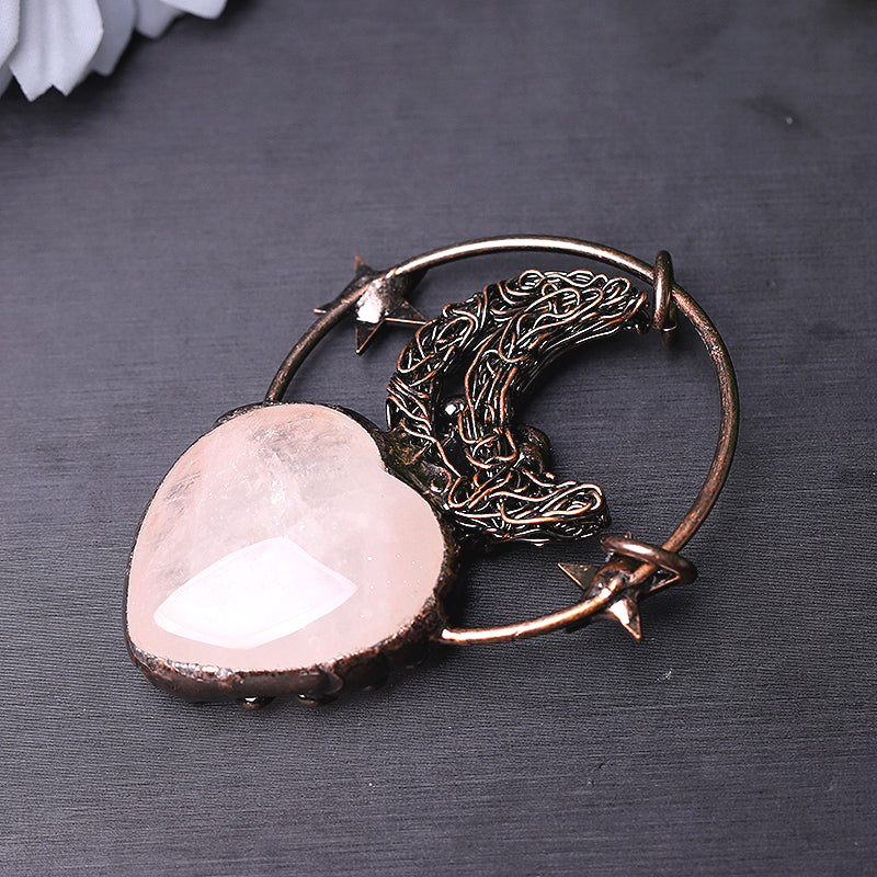 Rose Quartz Heart Pendant 2.5 Inch for Emotional Healing