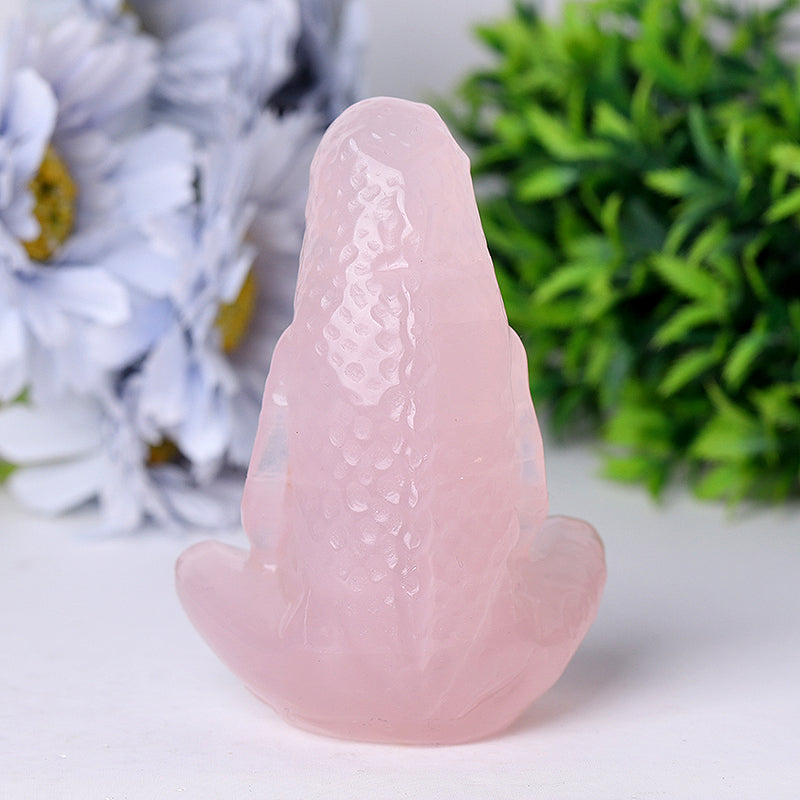 Rose Quartz Mother Earth Crystal Figurine 3.9in Healing Carving