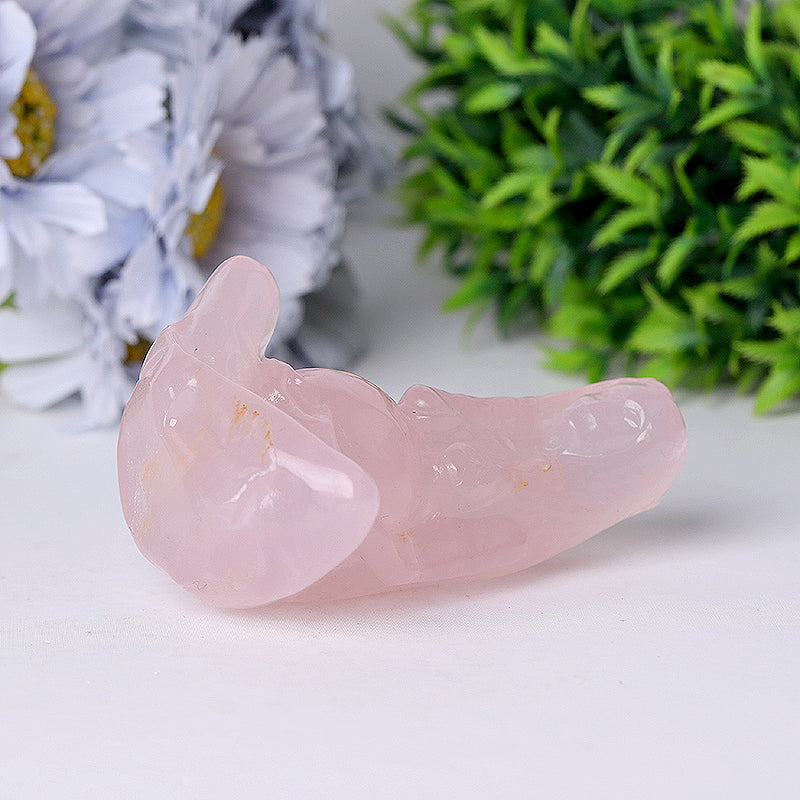 Rose Quartz Mother Earth Crystal Figurine 3.9in Healing Carving