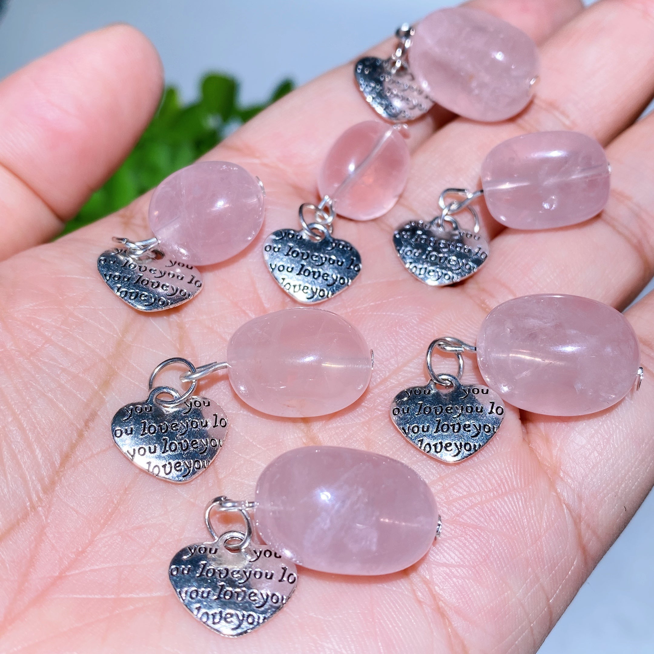 Rose Quartz Pendant Crystal Healing 15-20mm Oval