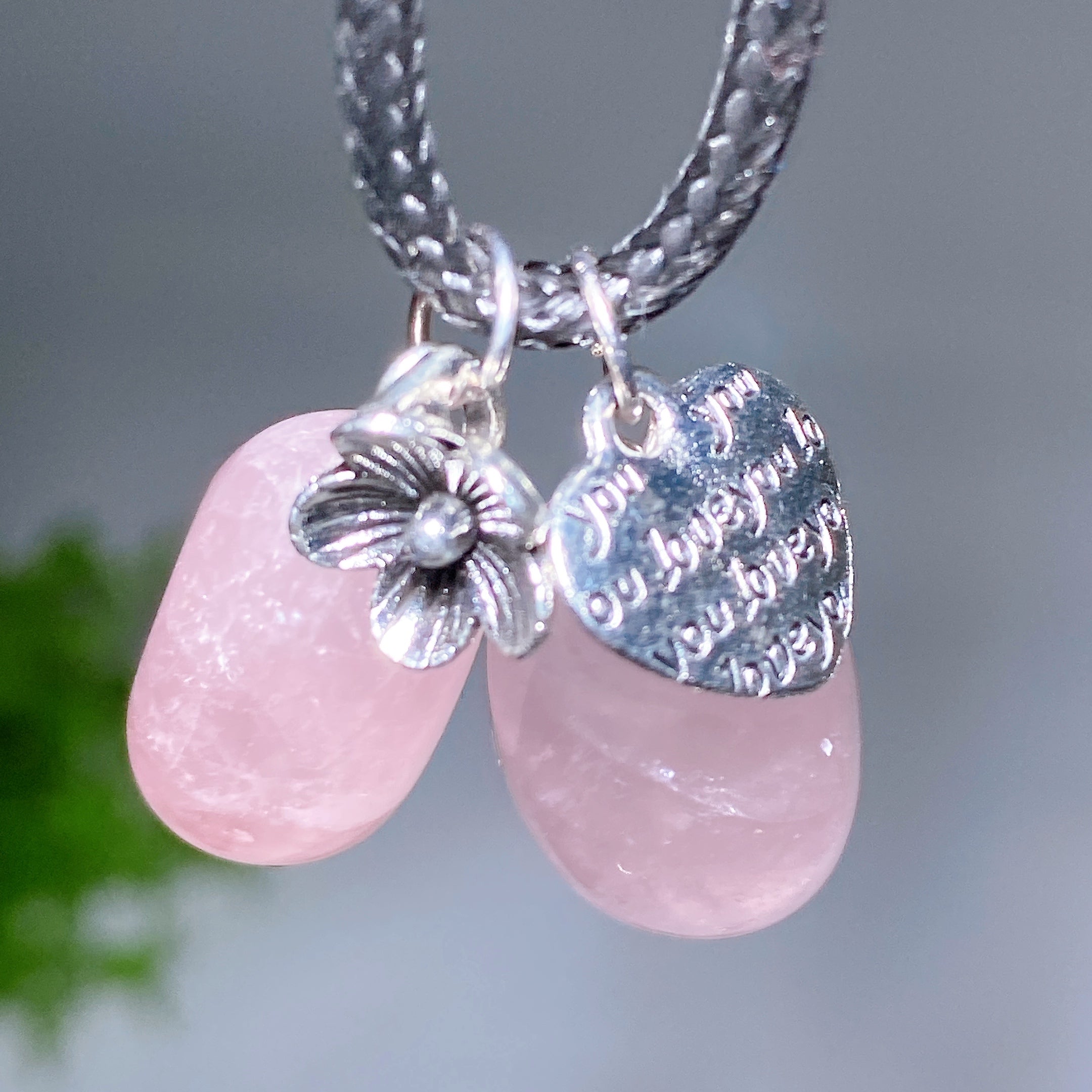 Rose Quartz Pendant Crystal Healing 15-20mm Oval
