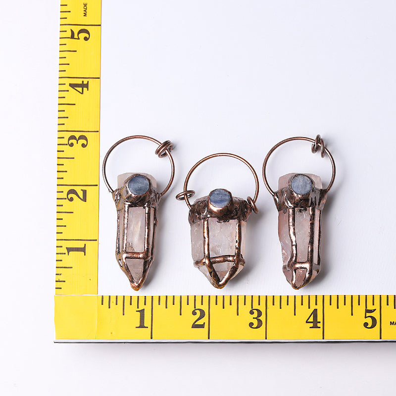 Rose Quartz Pendant with Kyanite 2-3 Inch Healing Jewelry