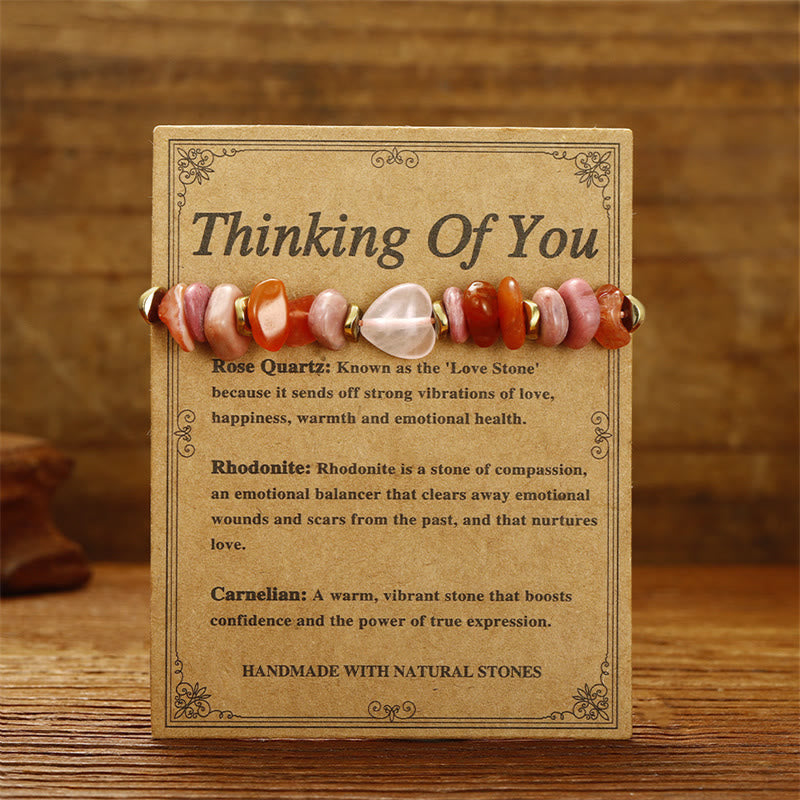 Rose Quartz Relationships Bracelet with Rhodonite & Carnelian for Love