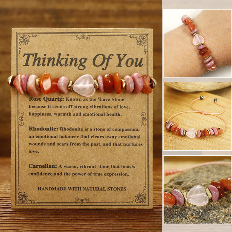 Rose Quartz Relationships Bracelet with Rhodonite & Carnelian for Love