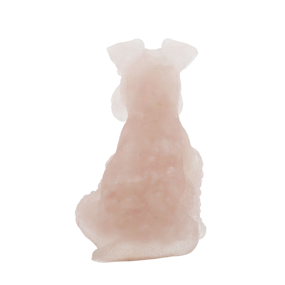 Rose Quartz Schnauzer Dog Figurine 2.86in Healing Crystal