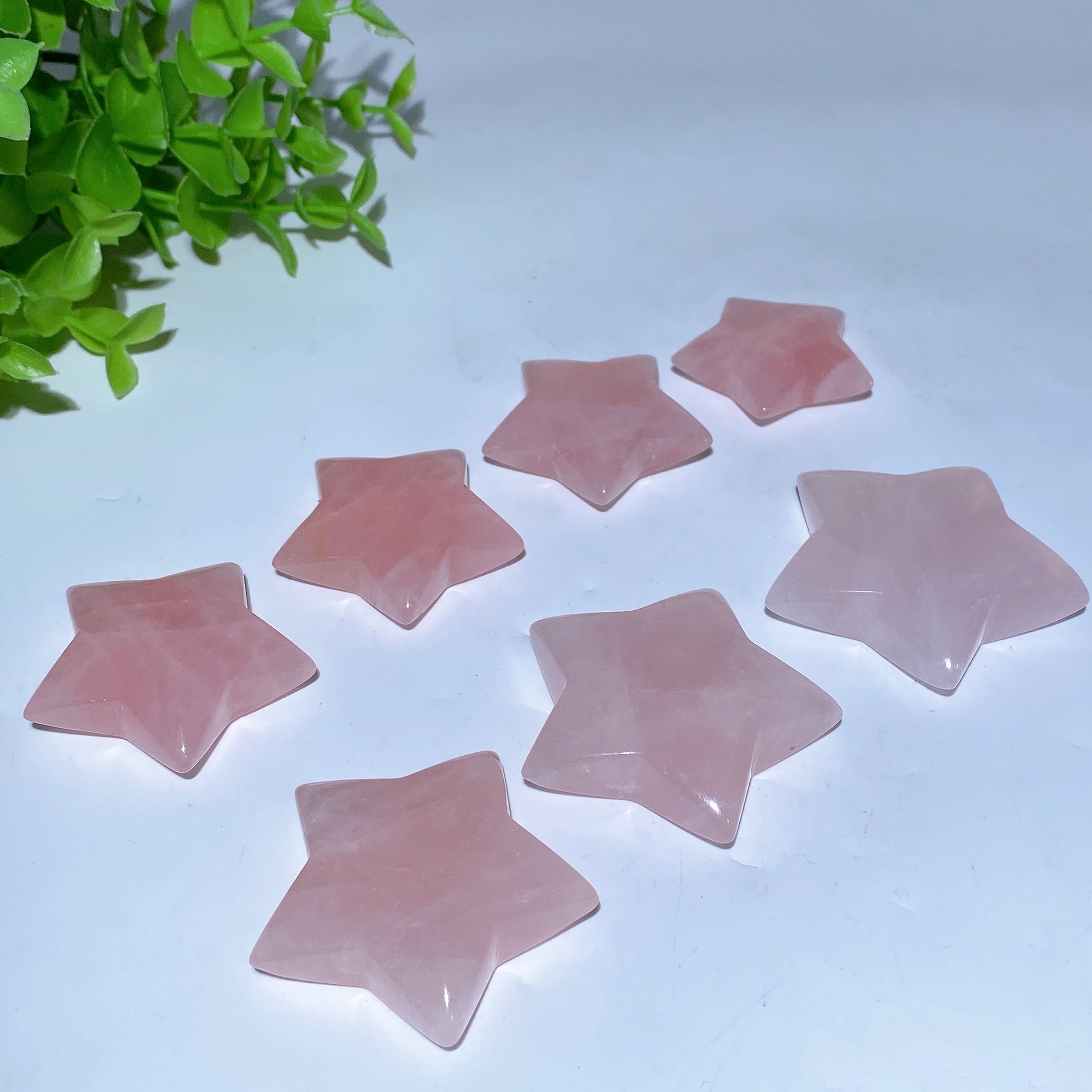 Rose Quartz Star Crystal Carvings 1.4-2.0 Inches Healing