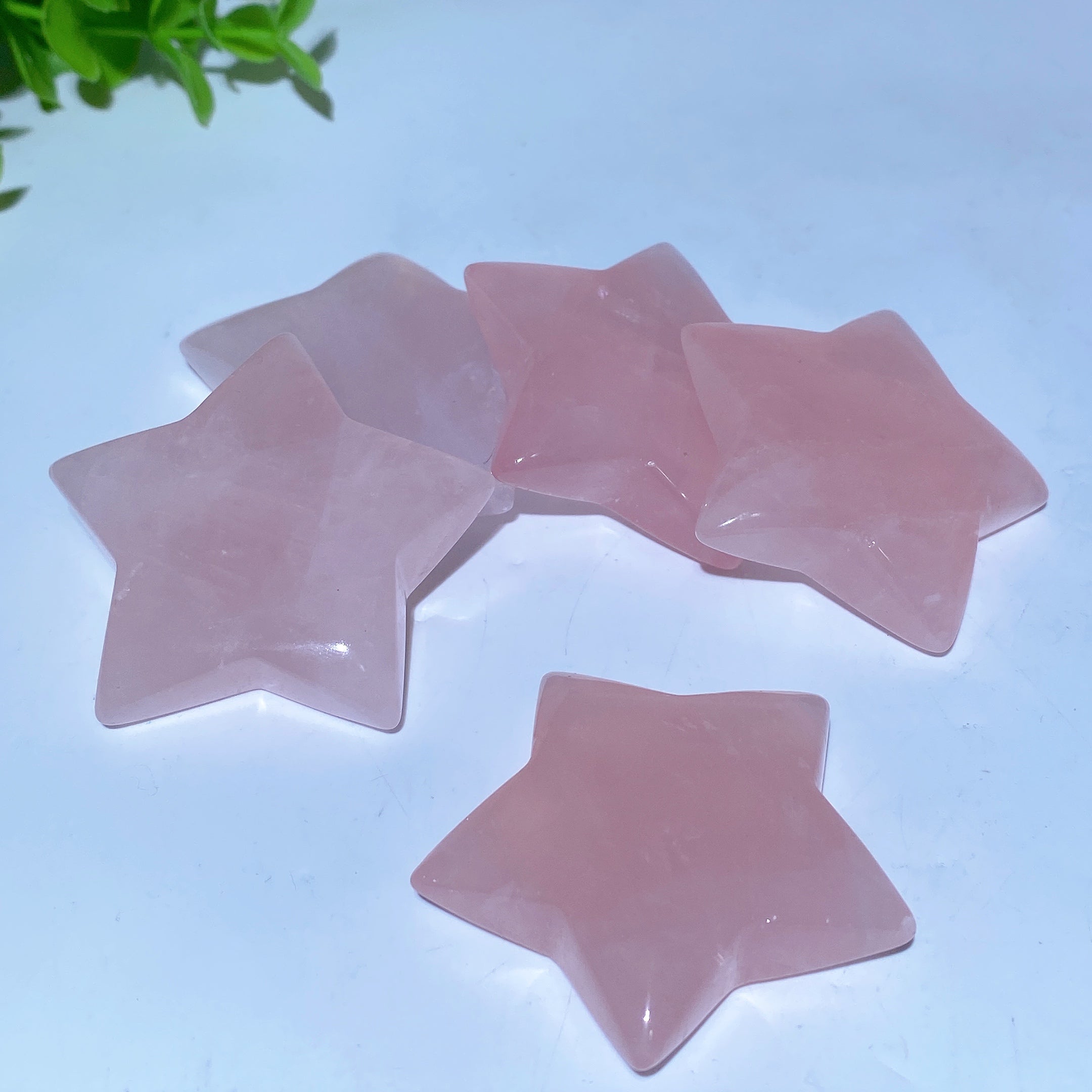 Rose Quartz Star Crystal Carvings 1.4-2.0 Inches Healing