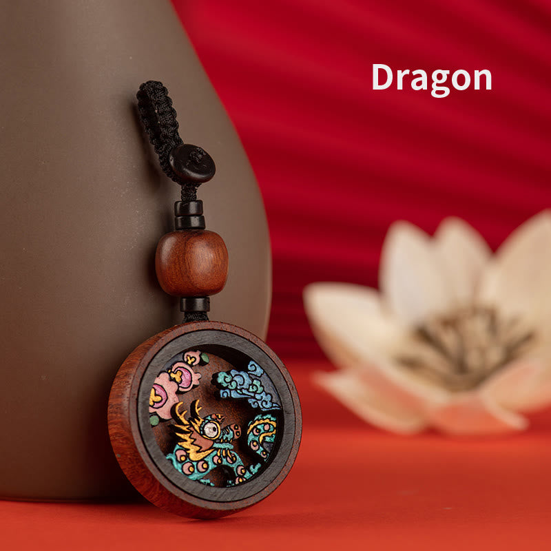 Rosewood Dragon Zodiac Key Chain for Calm & Protection