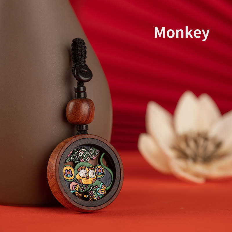 Rosewood Dragon Zodiac Key Chain for Calm & Protection