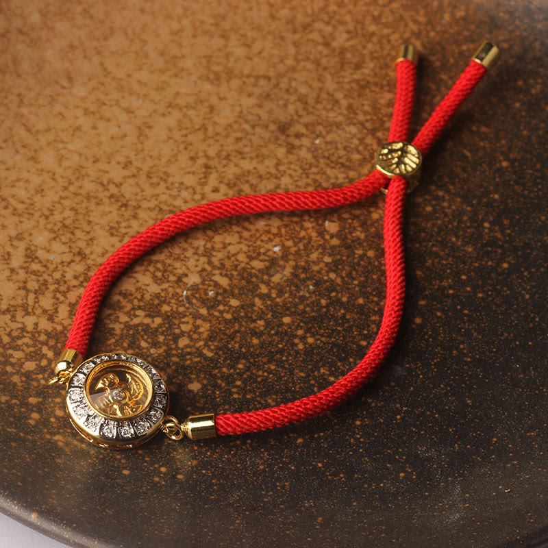 Rotatable Copper Brass Windmill Red String Faith Bracelet