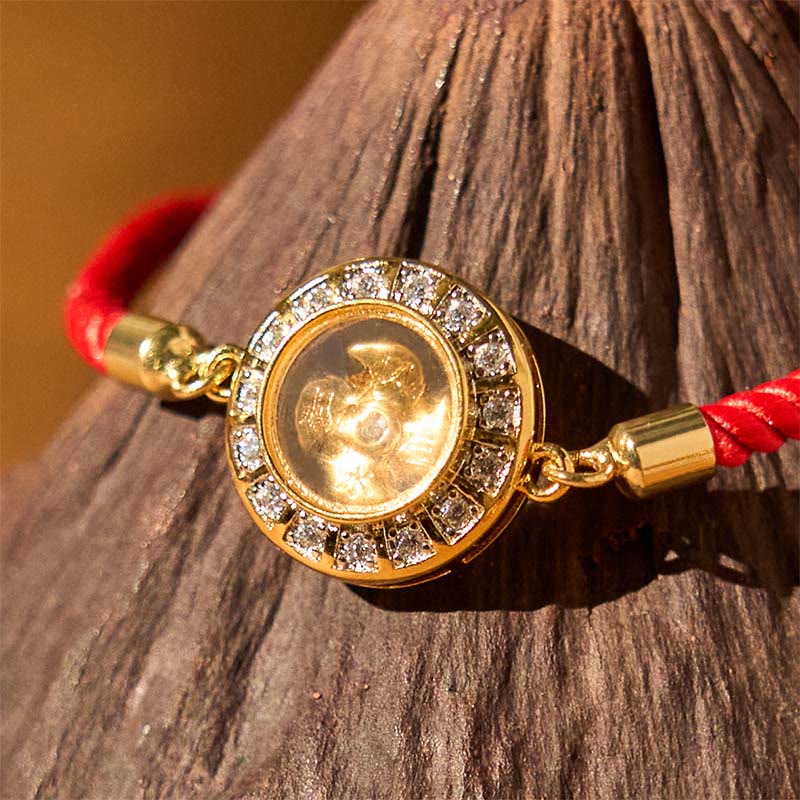 Rotatable Copper Brass Windmill Red String Faith Bracelet