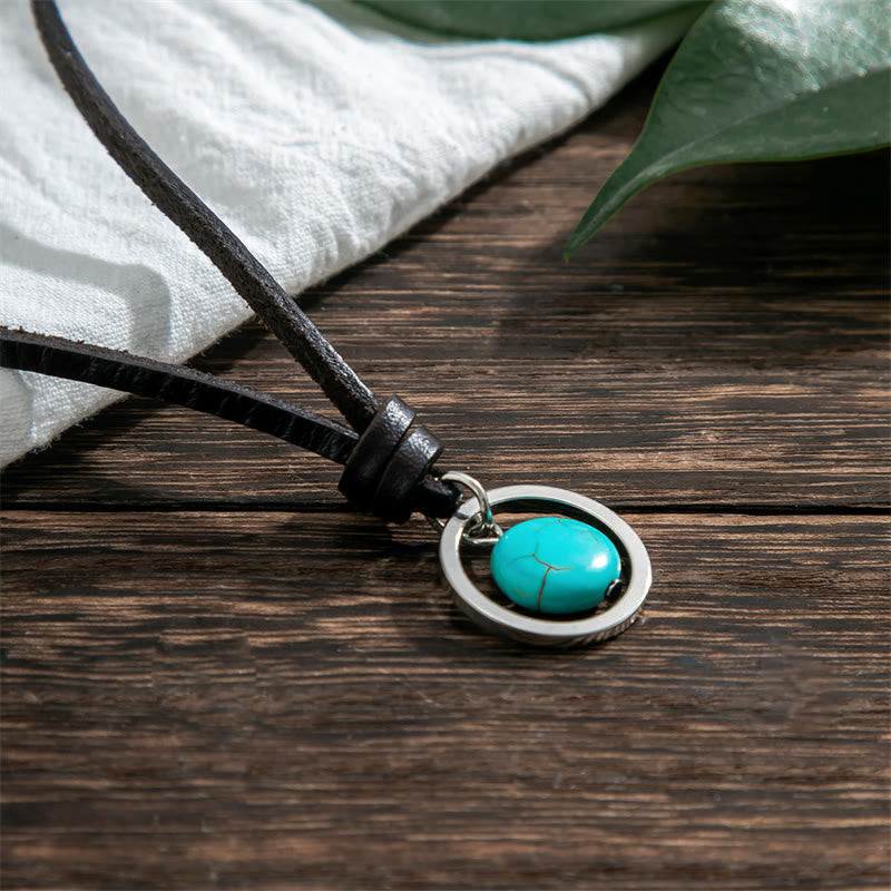 Round Turquoise Protection Strength Necklace Pendant