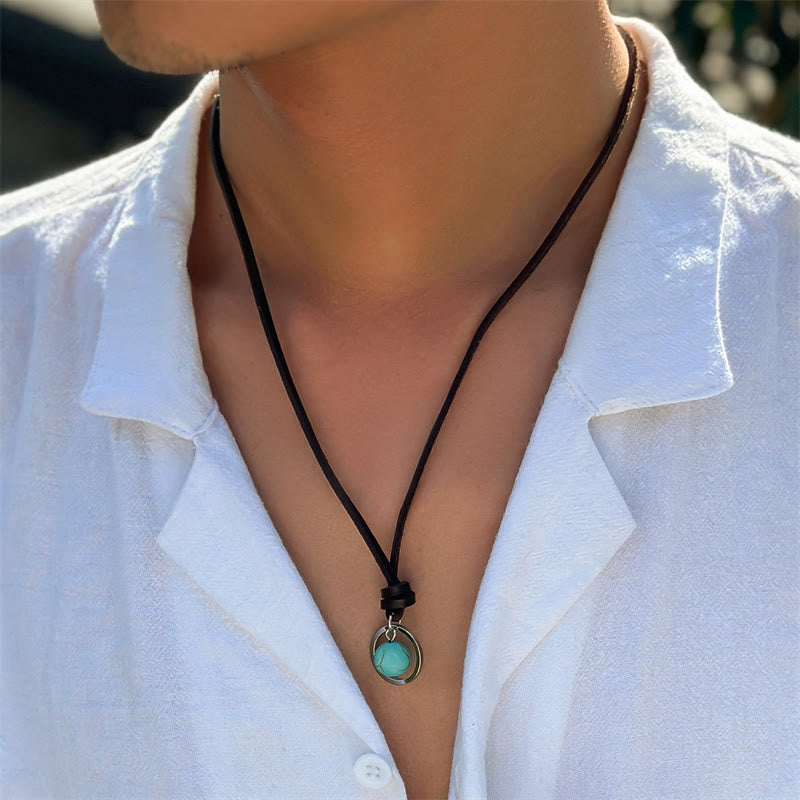 Round Turquoise Protection Strength Necklace Pendant