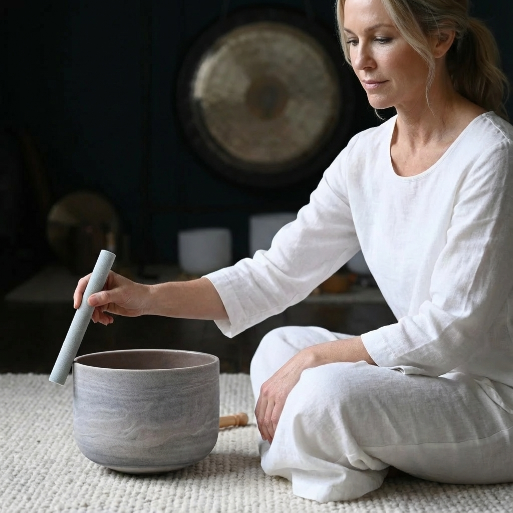 Ruby Gemstone Quartz Crystal Singing Bowl for Meditation