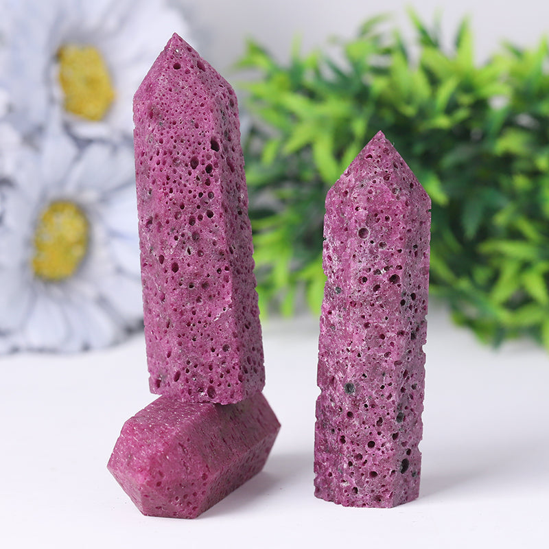 Ruby Honeycomb Crystal Tower 2.4-4.5 Inch Protective Stone