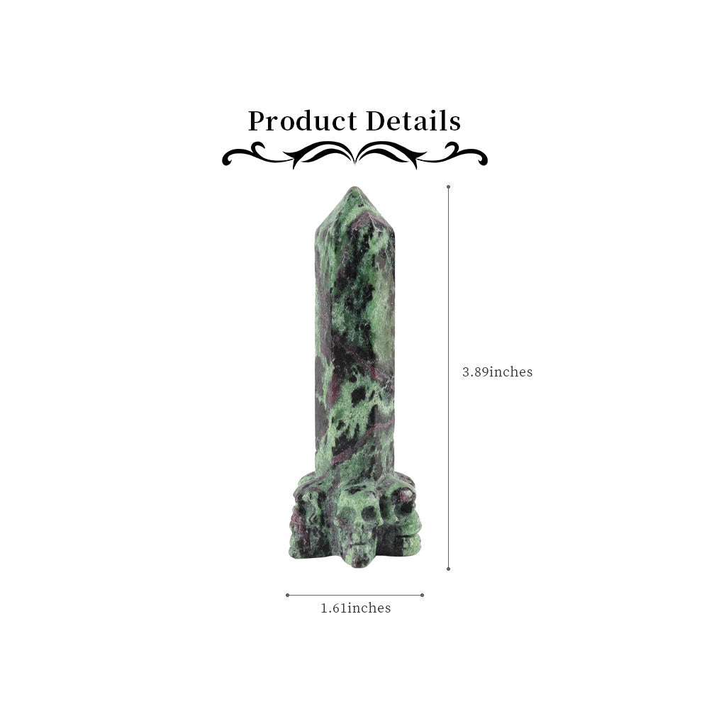 Ruby In Zoisite Crystal Tower with Skull Base 4 Inches
