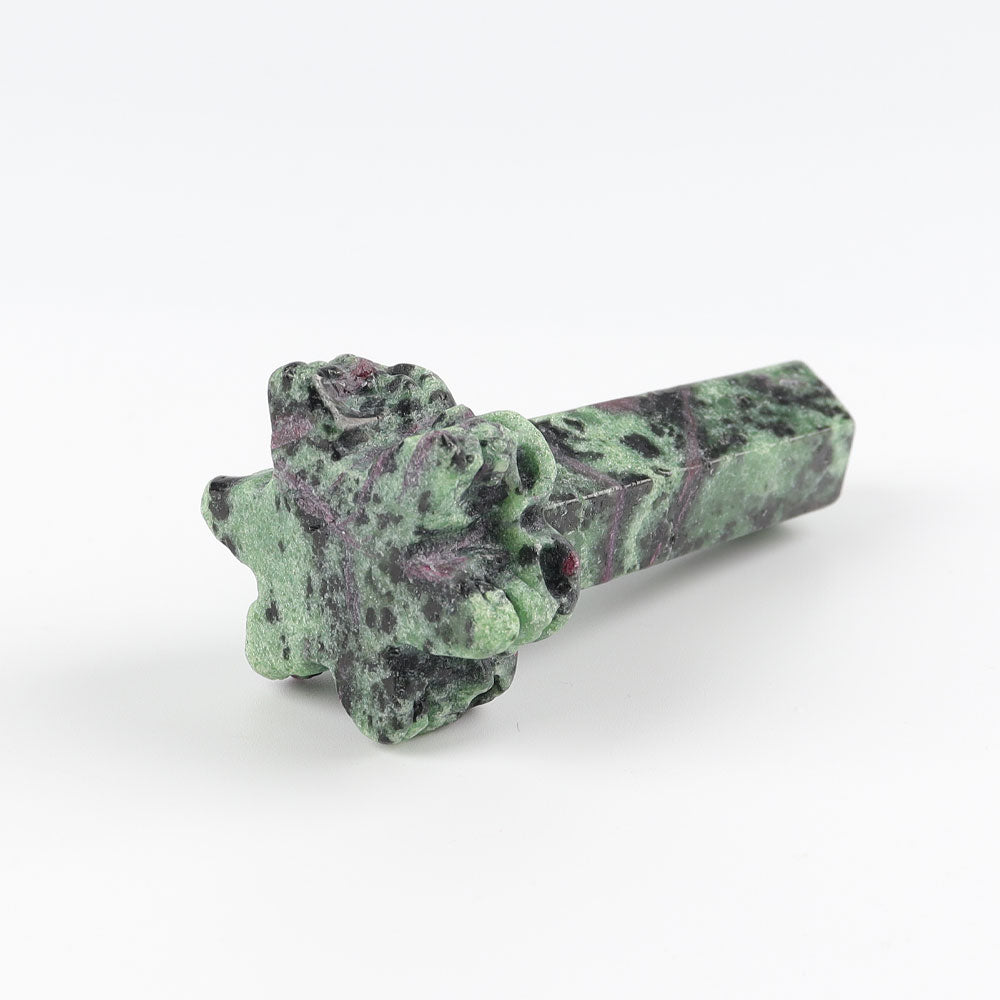 Ruby In Zoisite Crystal Tower with Skull Base 4 Inches