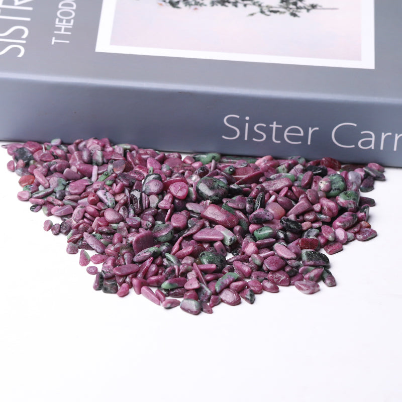 Ruby in Zoisite Tumbled Crystal Chips 0.1kg Bag
