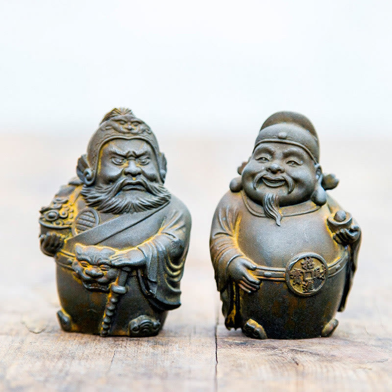 Rust Version Literary God of Wealth Iron Powder Statue
