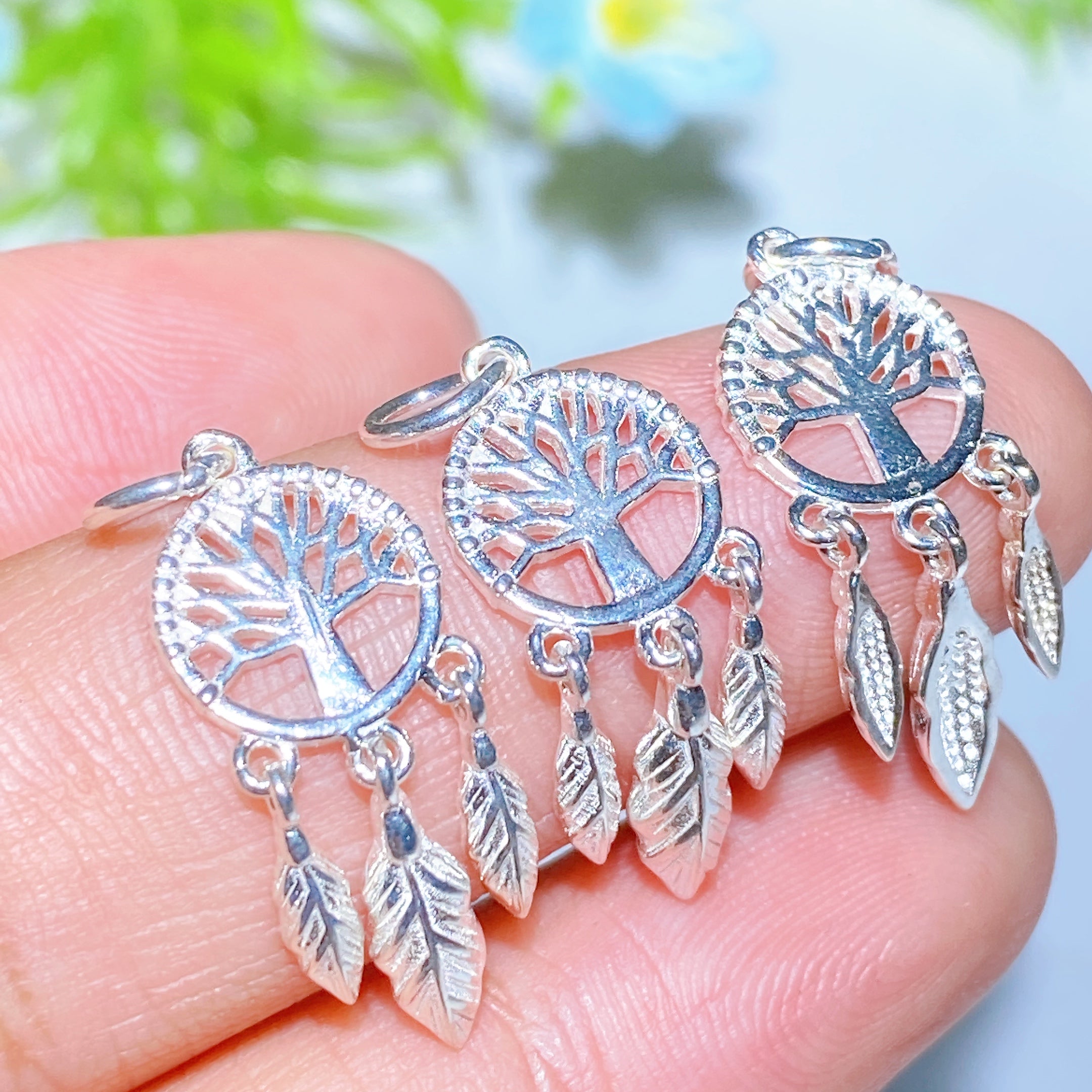S925 Silver Carved Charms for Spiritual Jewelry DIY 5-15mm