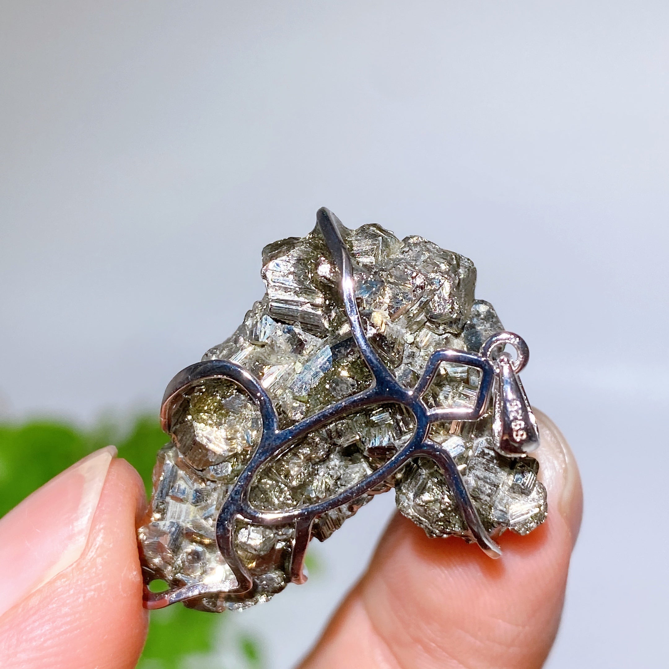 S925 Silver Natural Gemstone Crystal Pendant 15-25mm Healing