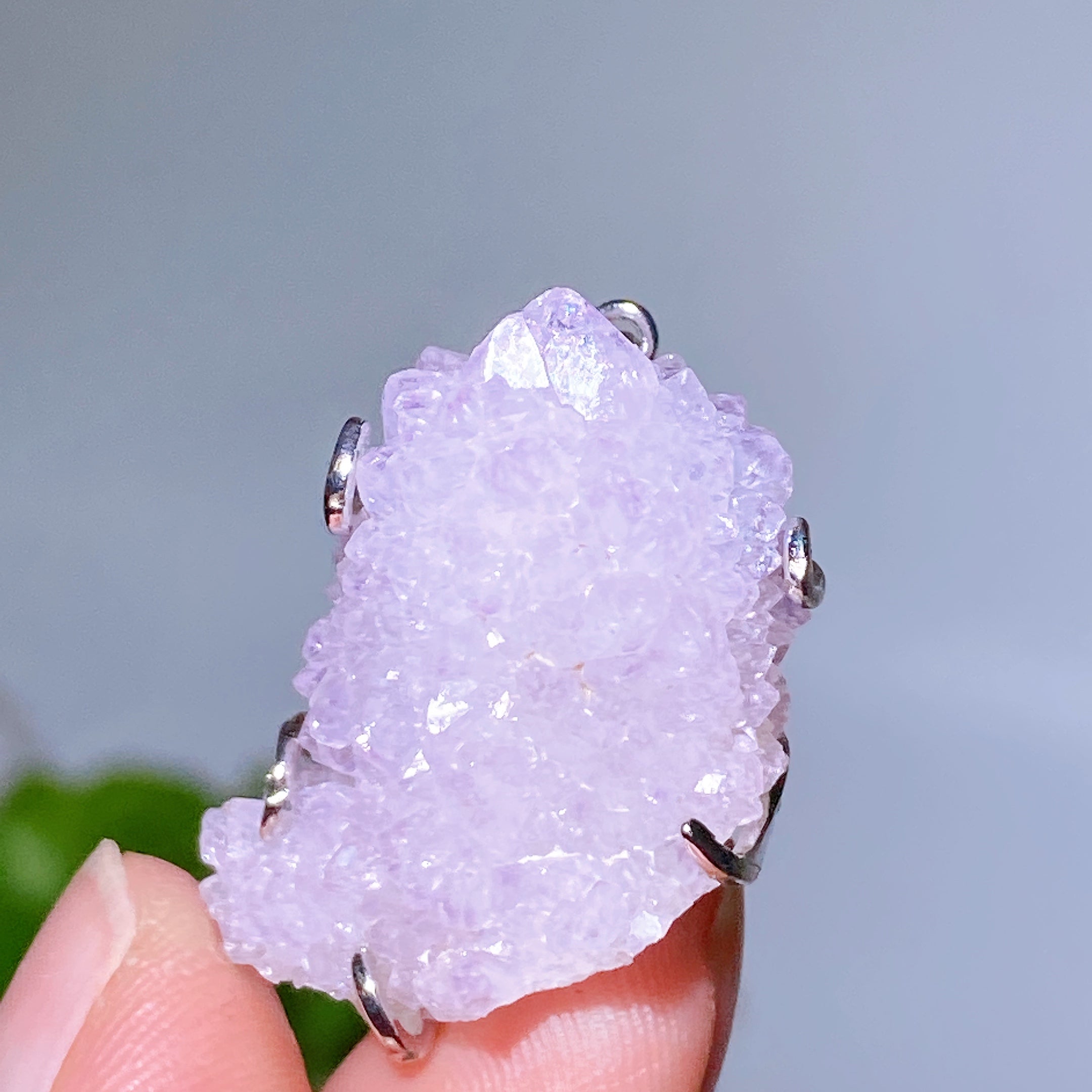 S925 Silver Natural Gemstone Crystal Pendant 15-25mm Healing