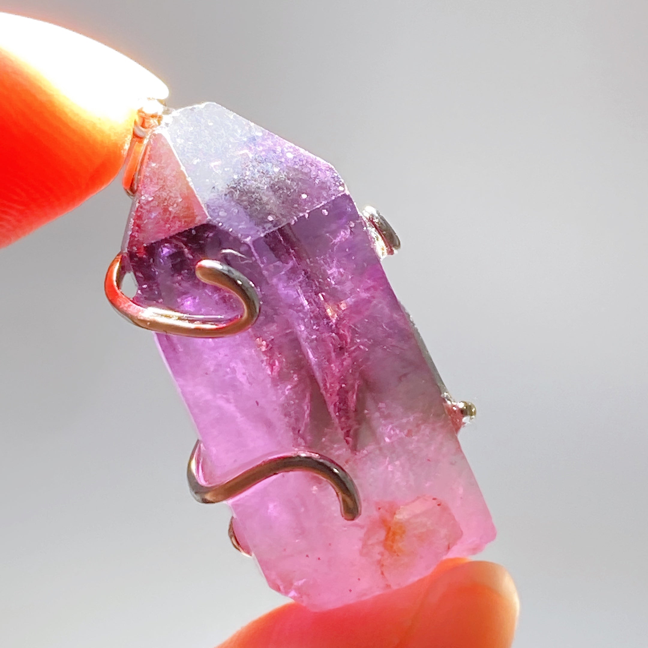 S925 Silver Natural Gemstone Crystal Pendant 15-25mm Healing