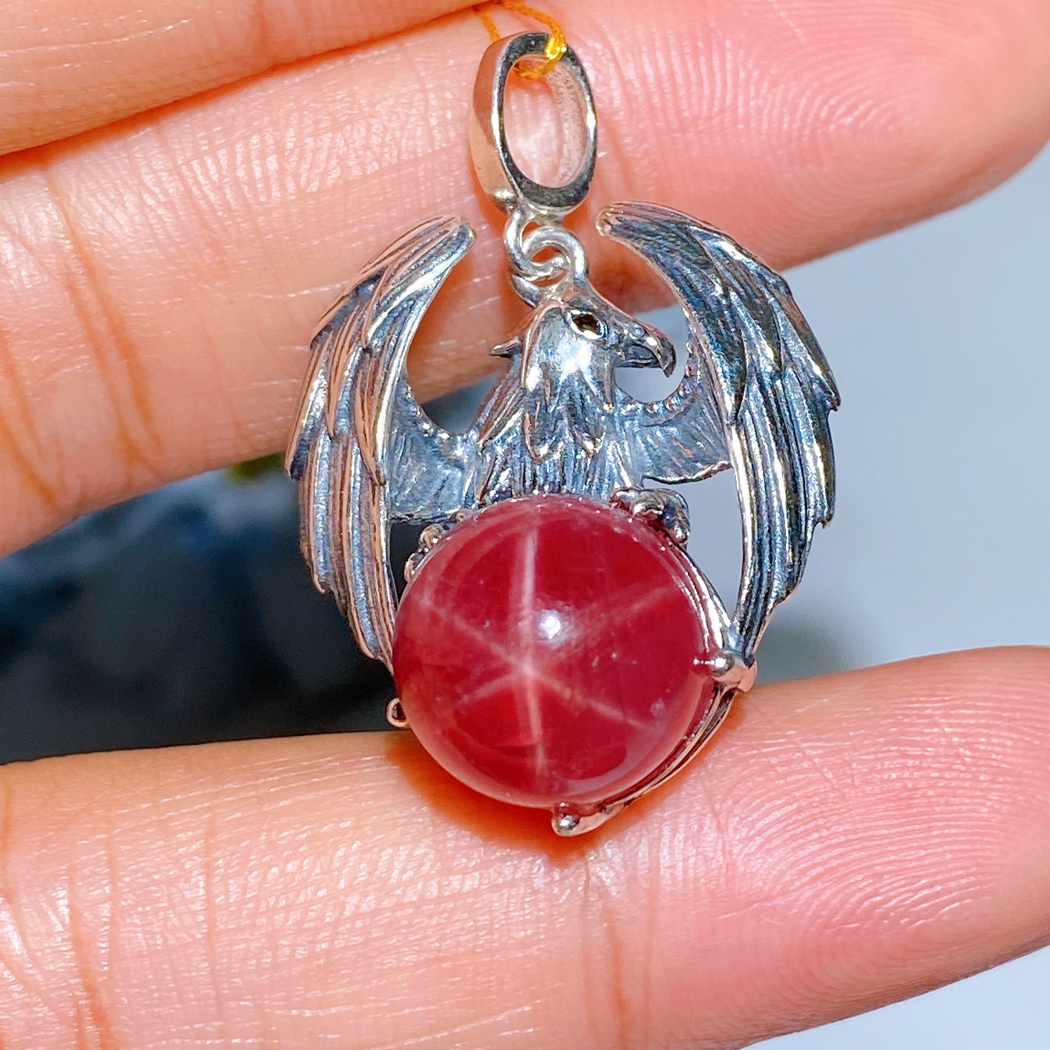 S925 Silver Star Rose Quartz & Aquamarine Pendant Healing Crystal