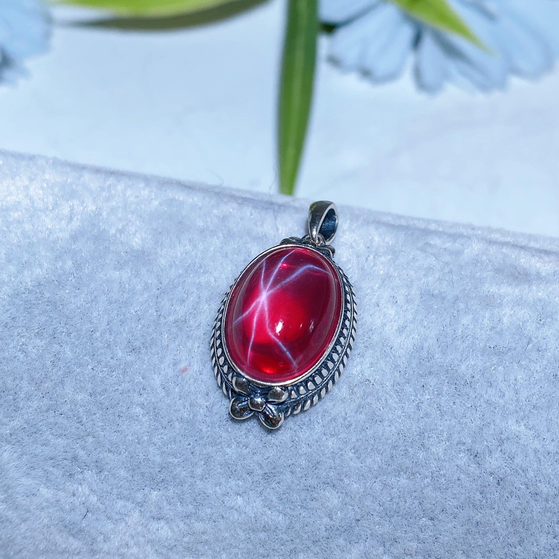 S925 UV Reactive Star Ruby Spiritual Jewelry Set