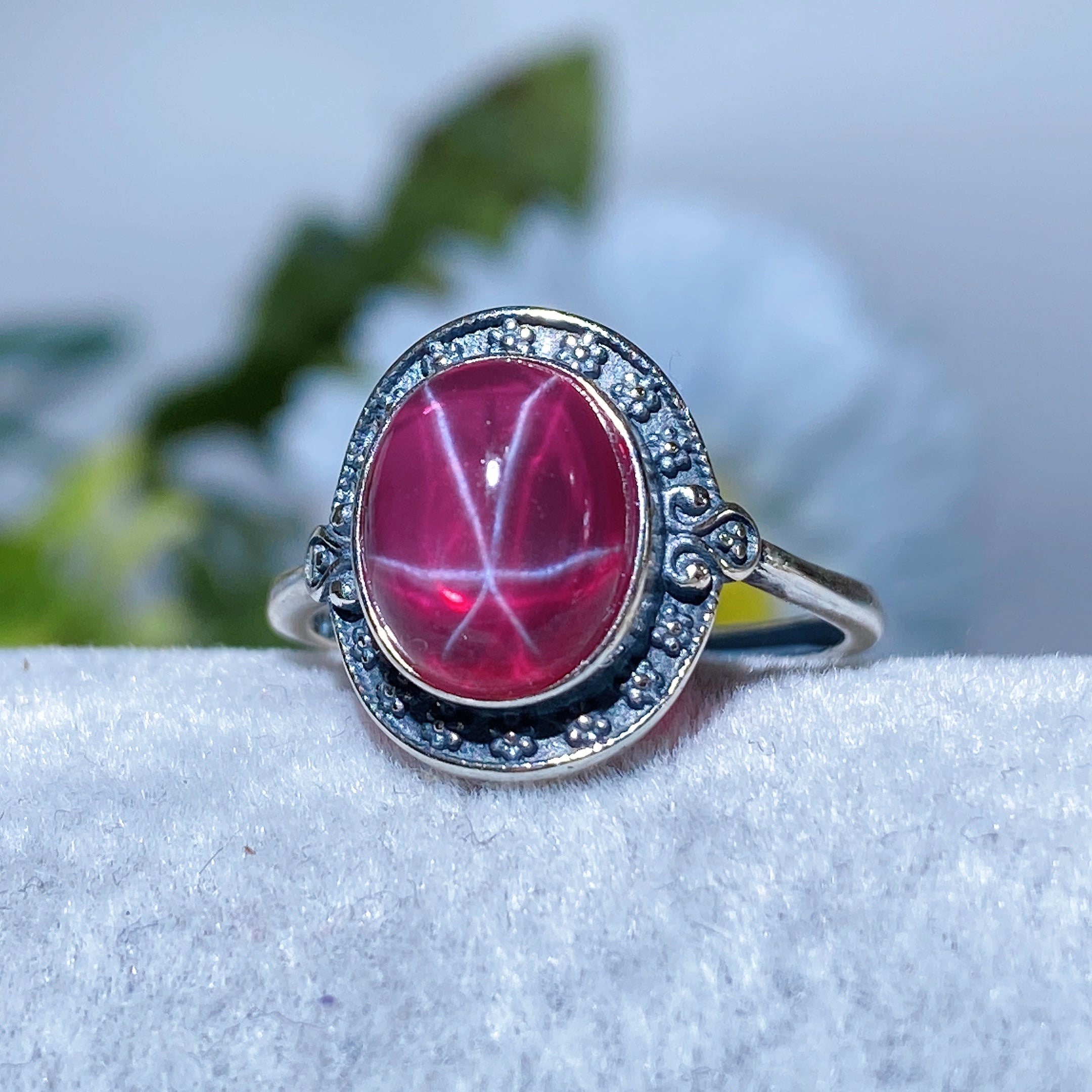 S925 UV Reactive Star Ruby Spiritual Jewelry Set