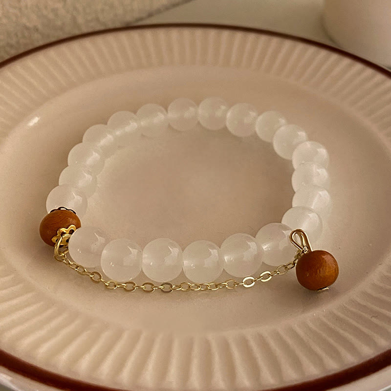 Sandalwood Cat's Eye Fu Charm Protection Bracelet