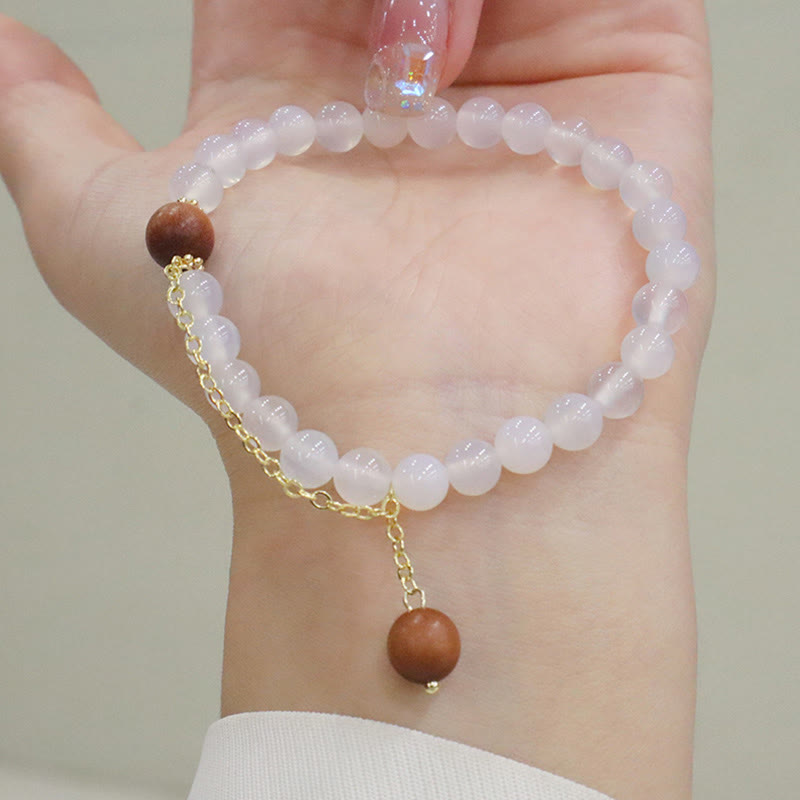 Sandalwood Cat's Eye Fu Charm Protection Bracelet