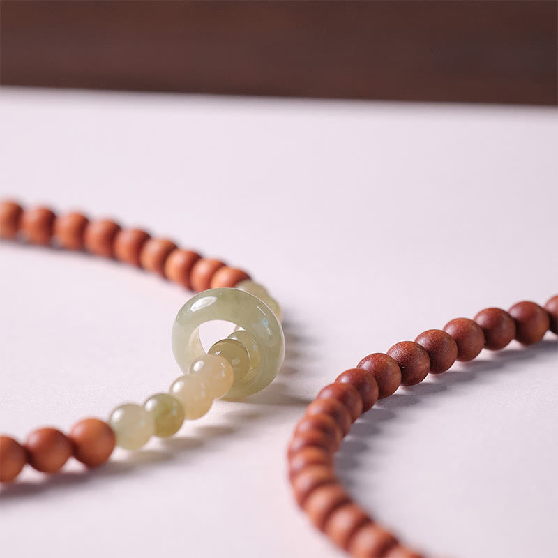 Sandalwood & Hetian Jade Double Wrap Protection Bracelet