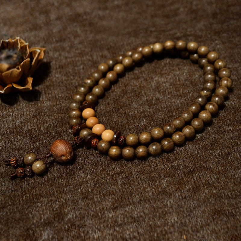 Sandalwood Protection Charm Mala Bracelet 8mm Meditation