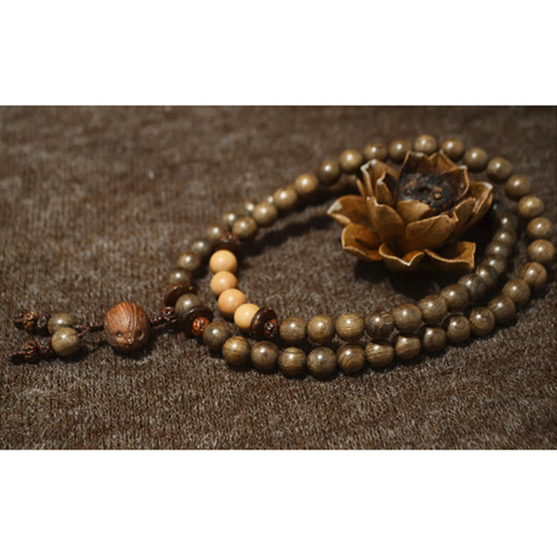 Sandalwood Protection Charm Mala Bracelet 8mm Meditation