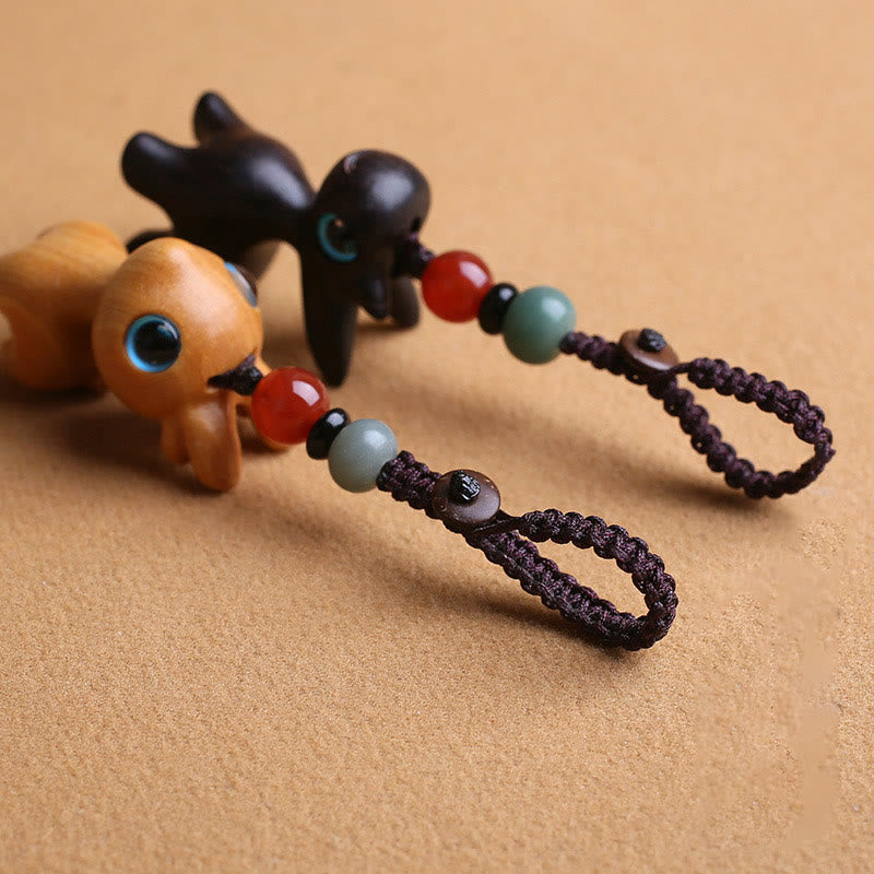 Sandalwood Wood 35mm Mini Deer Protection Key Chain