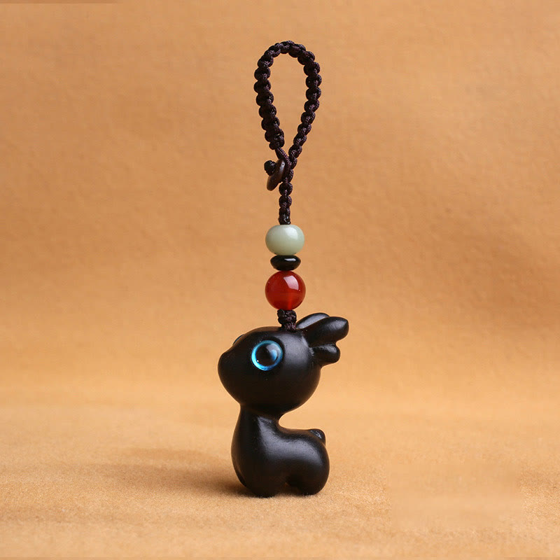 Sandalwood Wood 35mm Mini Deer Protection Key Chain