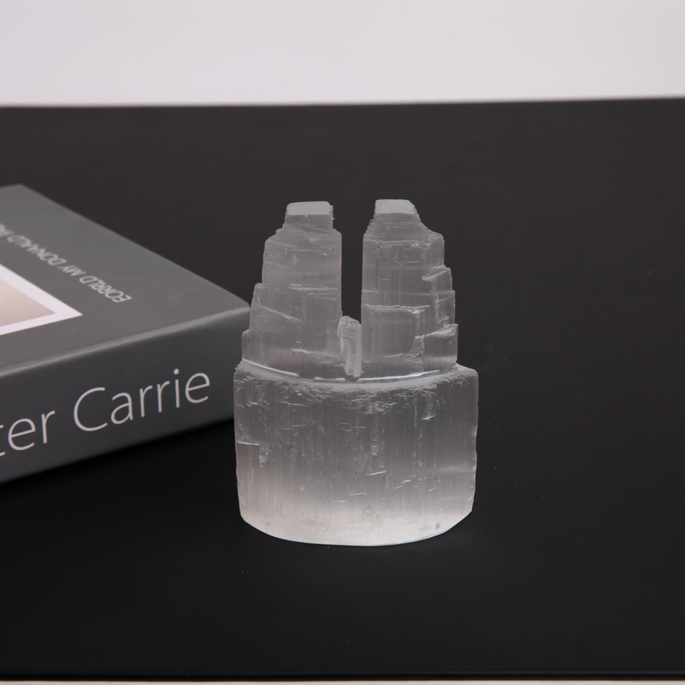 Selenite 4-Inch Double Twin Tower Crystal for Healing