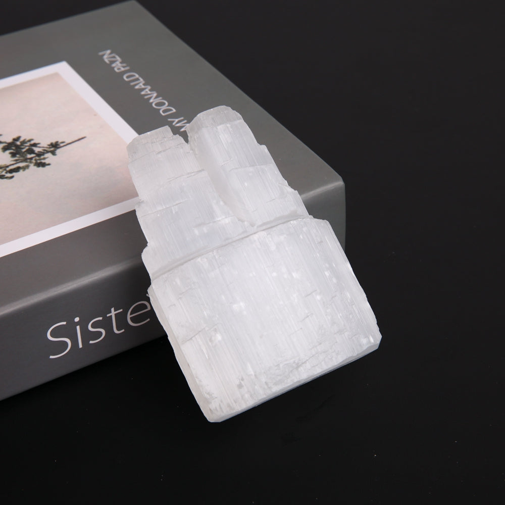 Selenite 4-Inch Double Twin Tower Crystal for Healing