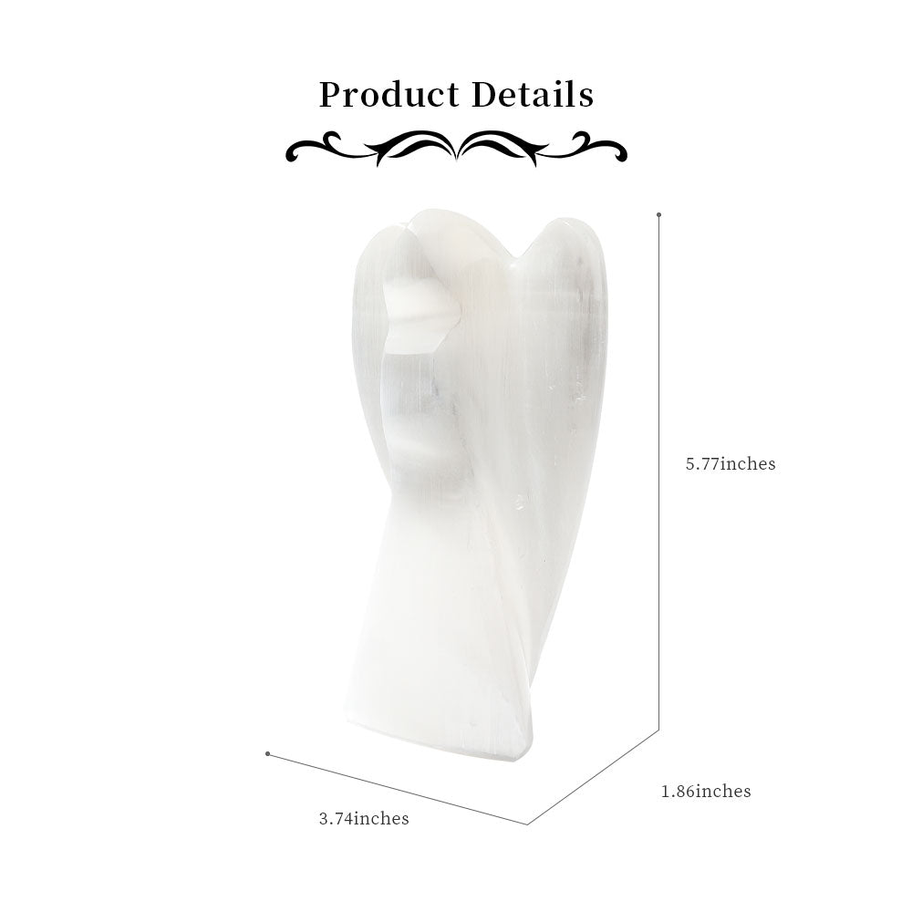 Selenite Crystal Angel Carving 5.8 Inch Healing Statue