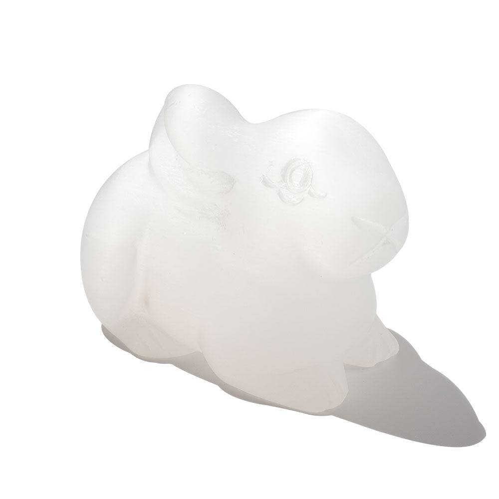 Selenite Crystal Rabbit Figurine 3.8 Inch Healing Carving