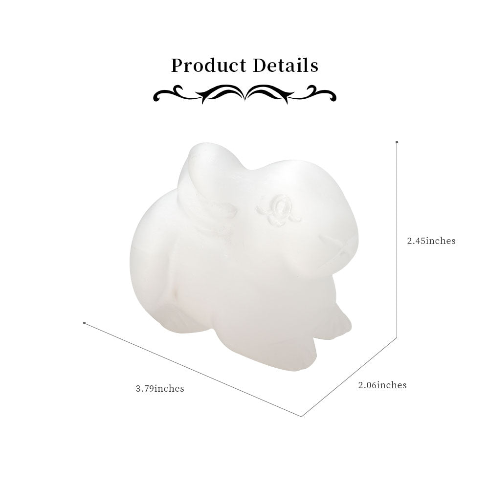 Selenite Crystal Rabbit Figurine 3.8 Inch Healing Carving