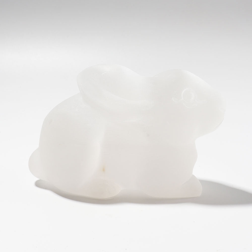 Selenite Crystal Rabbit Figurine 3.8 Inch Healing Carving