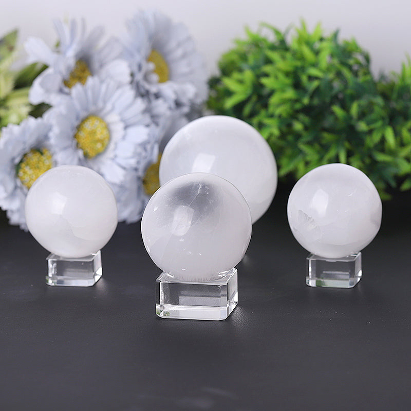 Selenite Crystal Sphere 1.5-4 inches for Meditation