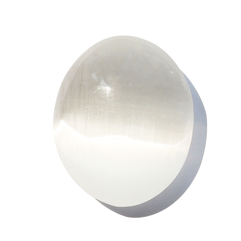 Selenite Palm Stone 1.9 inch for Stress Relief & Crown Chakra