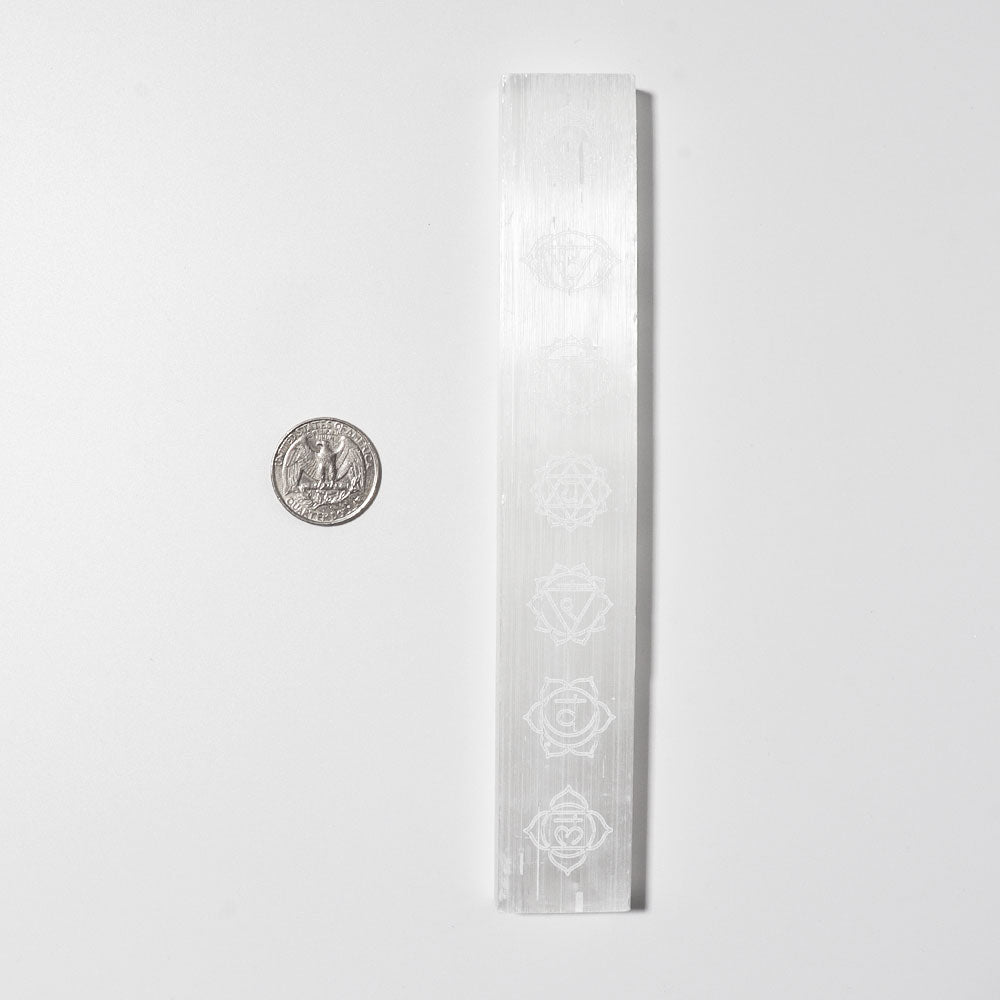 Selenite Stick with Chakra Engraving 7.2inch Crystal Healing