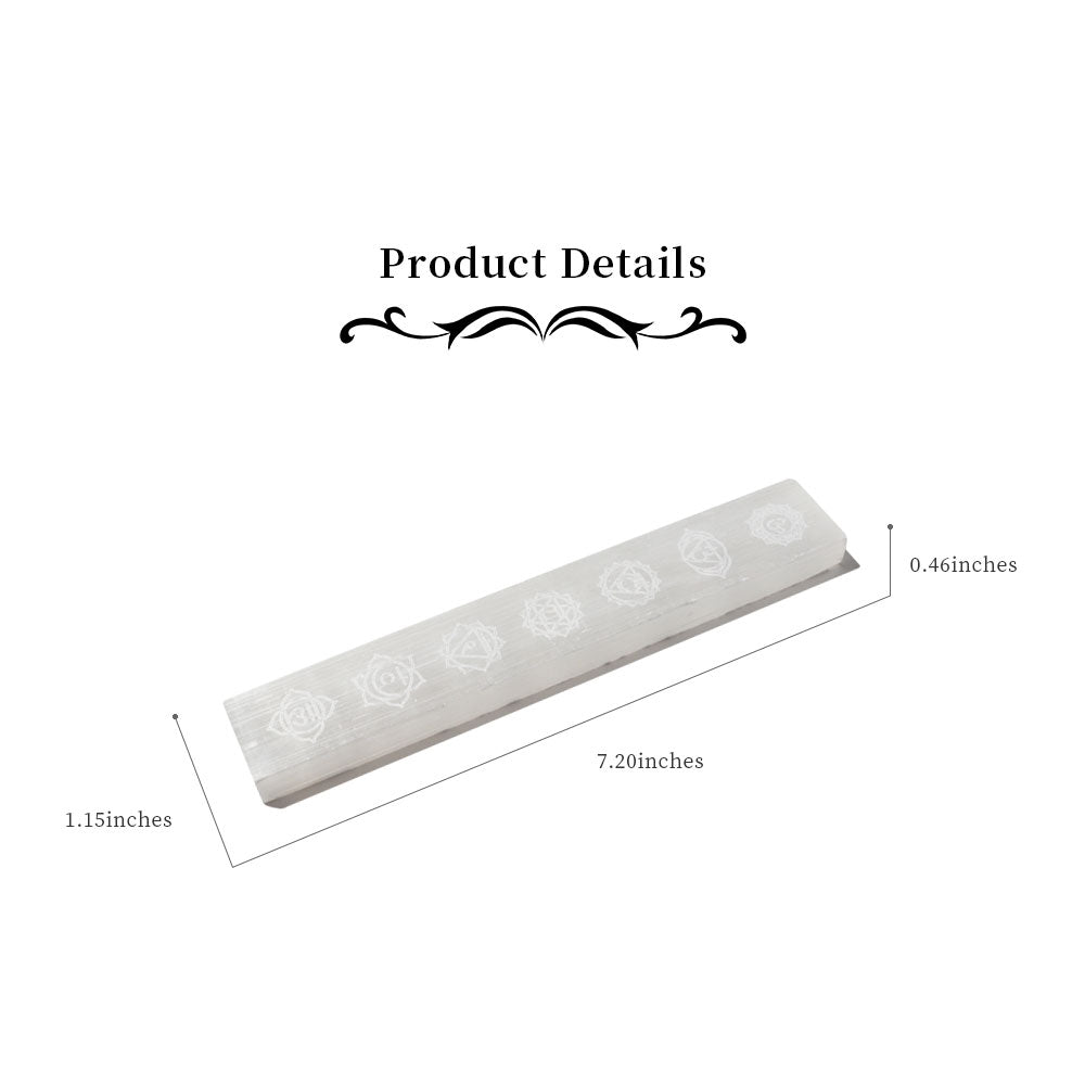 Selenite Stick with Chakra Engraving 7.2inch Crystal Healing